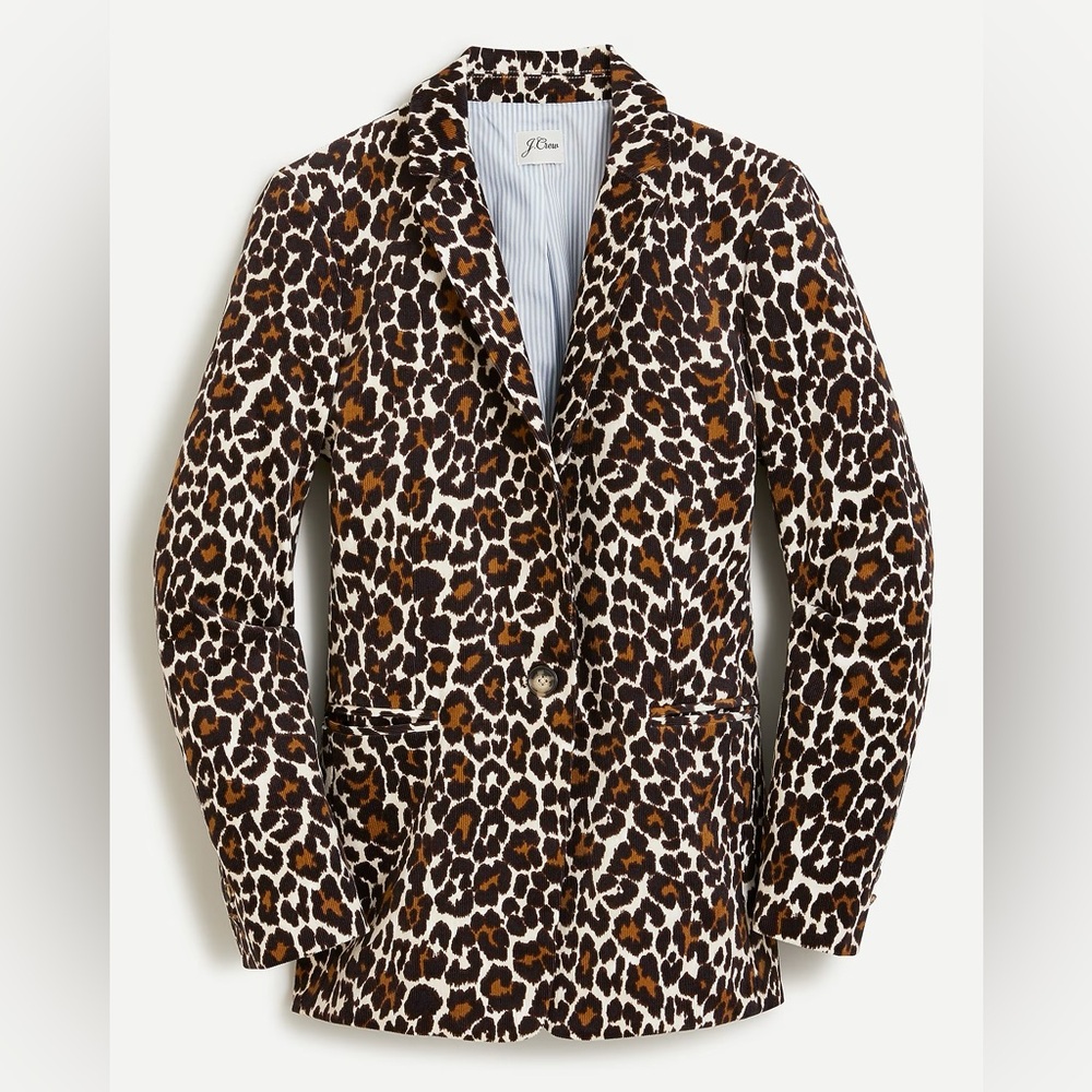 J crew Preppy Parke blazer in leopard stretch corduroy Blazer - Picture 2 of 9